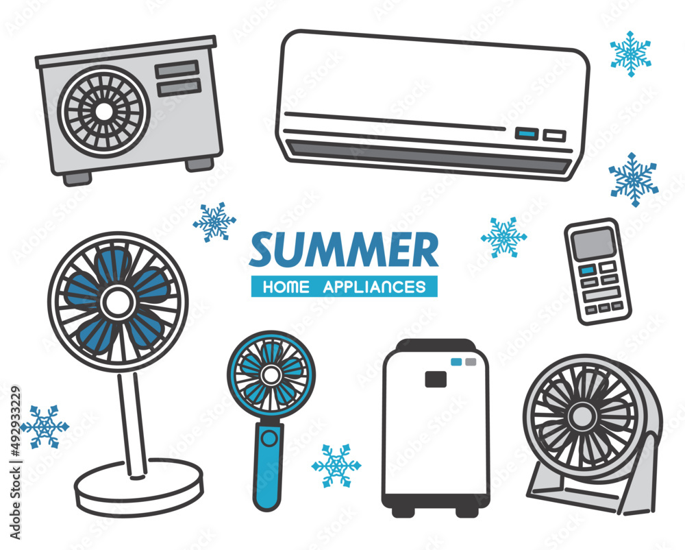 シンプルで使いやすい夏の家電のベクターイラスト素材 エアコン 夏 扇風機 Stock ベクター Adobe Stock シンプルで使いやすい夏の家電のベクターイラスト素材 エアコン 夏 扇風機 Stock ベクター Adobe Stock
