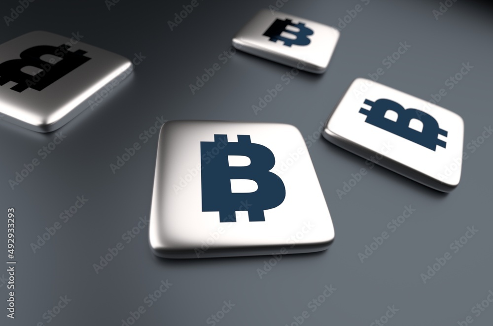 Bitcoin Tile on Grey Background Bitcoin Tile on Grey Background