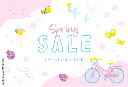 vector background with a set of spring icons for banners, cards, flyers, social media wallpapers, etc.