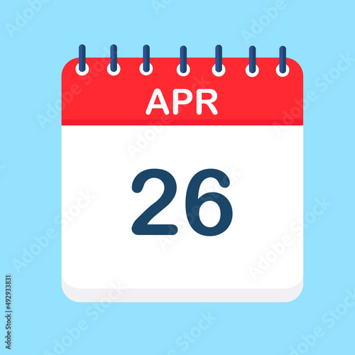 April. Round calendar Icon with long shadow in a Flat Design style. Vector Illustration. Easy to edit, manipulate, resize or colorize.