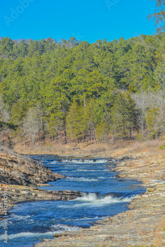 Mountain Fork River winding through Beavers Bend State Park in Broken Bow, Oklahoma 