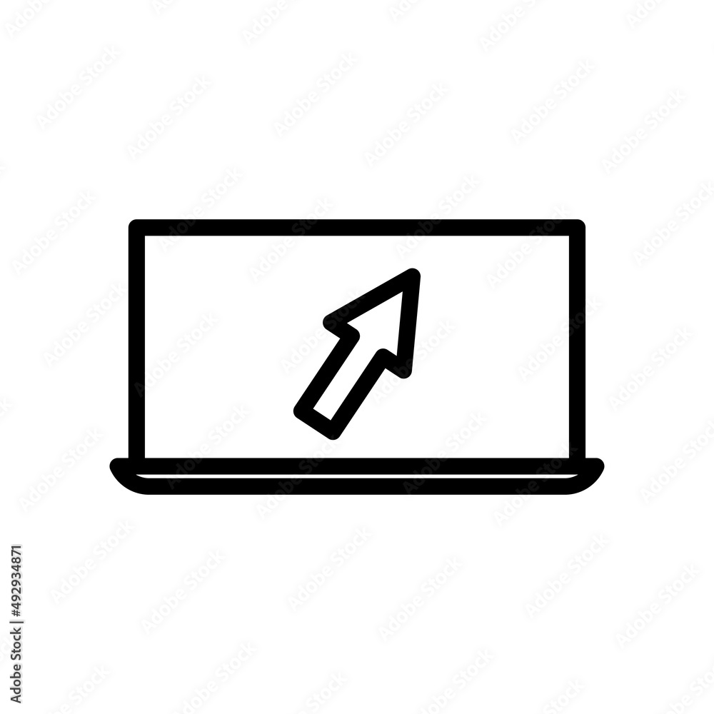 Start up icon. screen arrow arrow. line icon style. suitable for web page templates. simple design editable. Design template vector Start up icon. screen arrow arrow. line icon style. suitable for web page templates. simple design editable. Design template vector