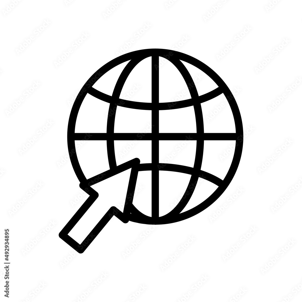 Start up icon. arrow with earth. line icon style. suitable for web page templates. simple design editable. Design template vector
