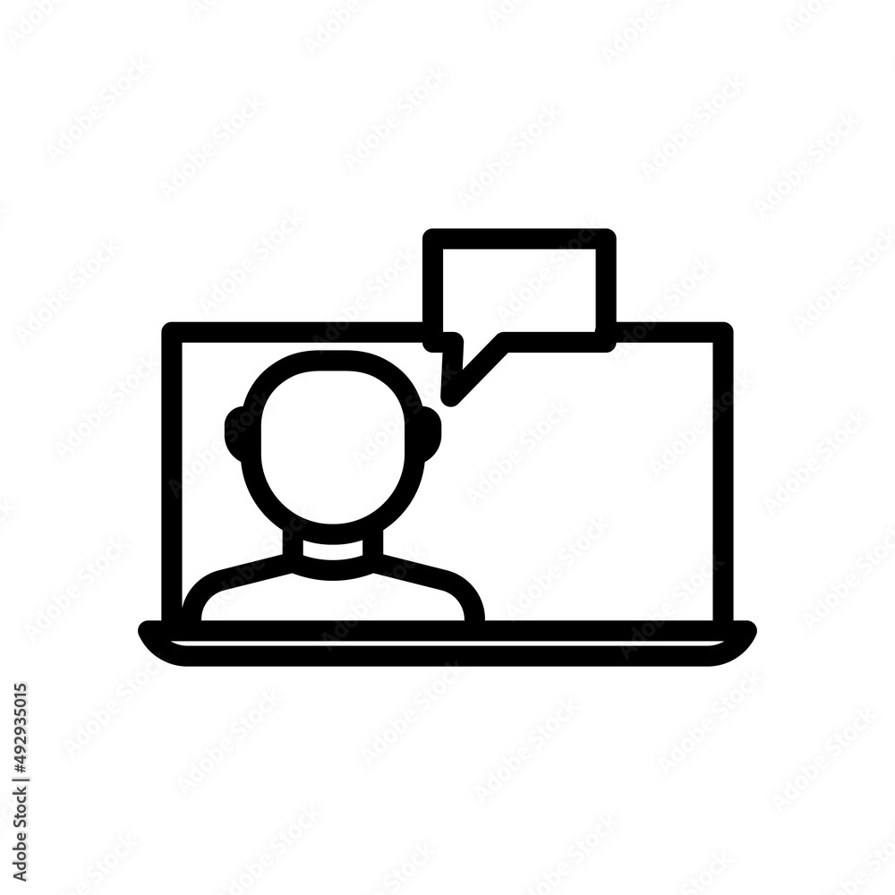 Customer chat icon. screen with people and chat. line icon style. suitable for Customer relationship management. business website icon. simple design editable. Design template vector Customer chat icon. screen with people and chat. line icon style. suitable for Customer relationship management. business website icon. simple design editable. Design template vector