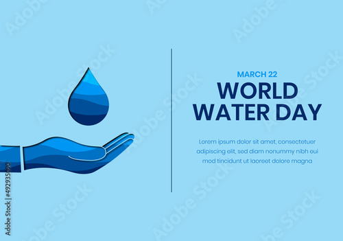 world water day paper cut background with hand and water droplets