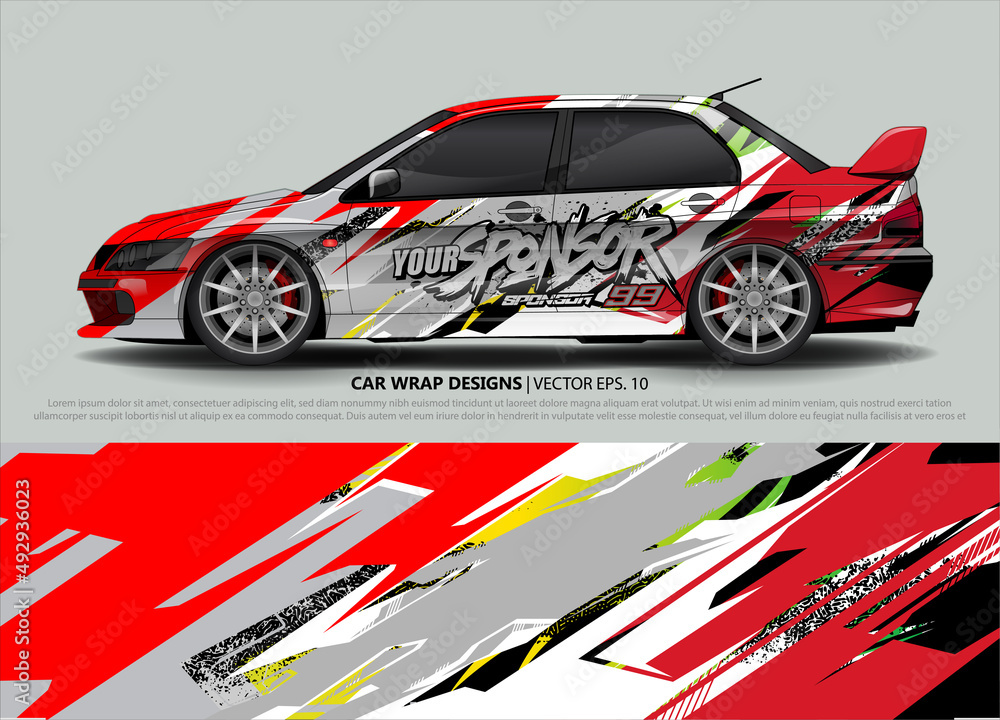 Car wrap decal design vector. abstract Graphic background kit designs for vehicle, race car, rally, livery, sport car
Car wrap decal design vector. abstract Graphic background kit designs for vehicle, race car, rally, livery, sport car