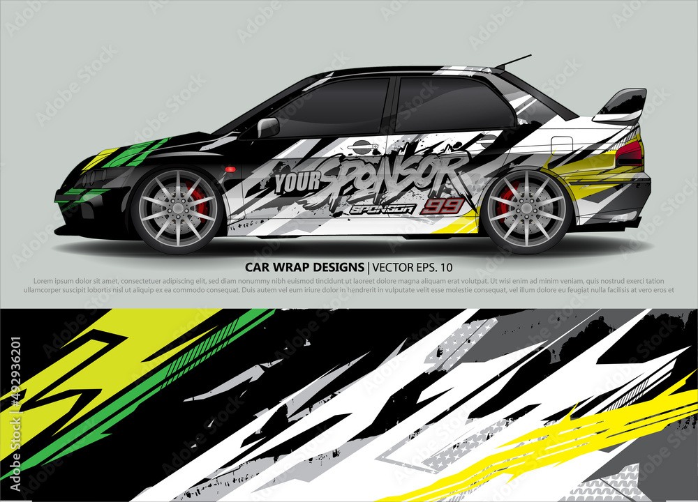 Car wrap decal design vector. abstract Graphic background kit designs for vehicle, race car, rally, livery, sport car
Car wrap decal design vector. abstract Graphic background kit designs for vehicle, race car, rally, livery, sport car