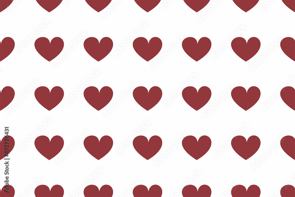 Pattern with red hearts on a white background