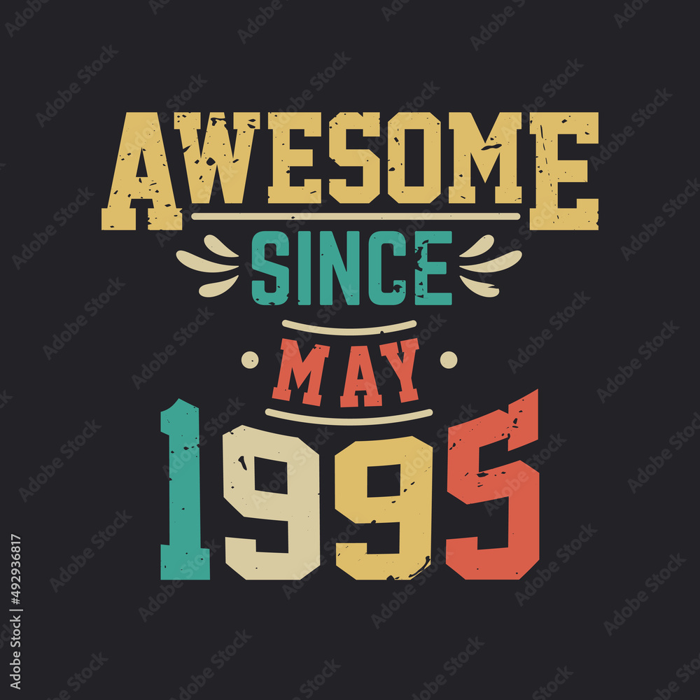 Awesome Since May 1995. Born in May 1995 Retro Vintage Birthday