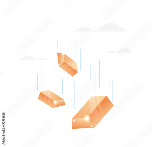 gold bars falling down gold market crisis financial concept