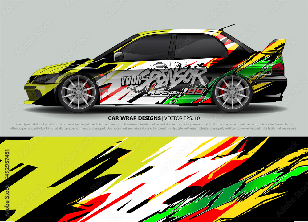 Car wrap decal design vector. abstract Graphic background kit designs for vehicle, race car, rally, livery, sport car
Car wrap decal design vector. abstract Graphic background kit designs for vehicle, race car, rally, livery, sport car