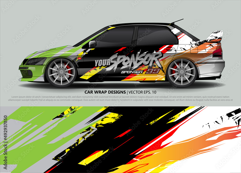 Car wrap decal design vector. abstract Graphic background kit designs for vehicle, race car, rally, livery, sport car
Car wrap decal design vector. abstract Graphic background kit designs for vehicle, race car, rally, livery, sport car
