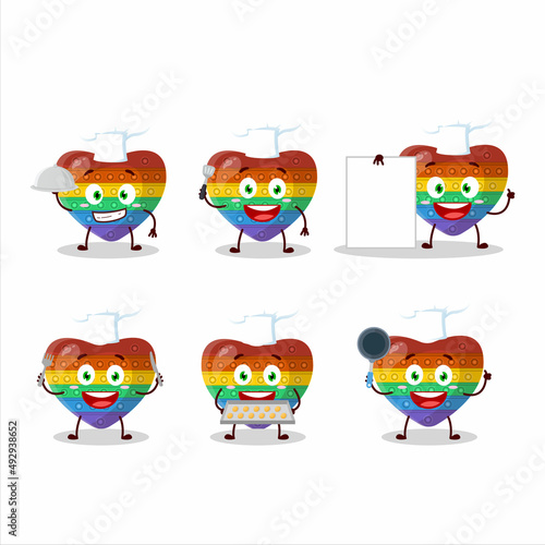 Cartoon character of pop it love with various chef emoticons