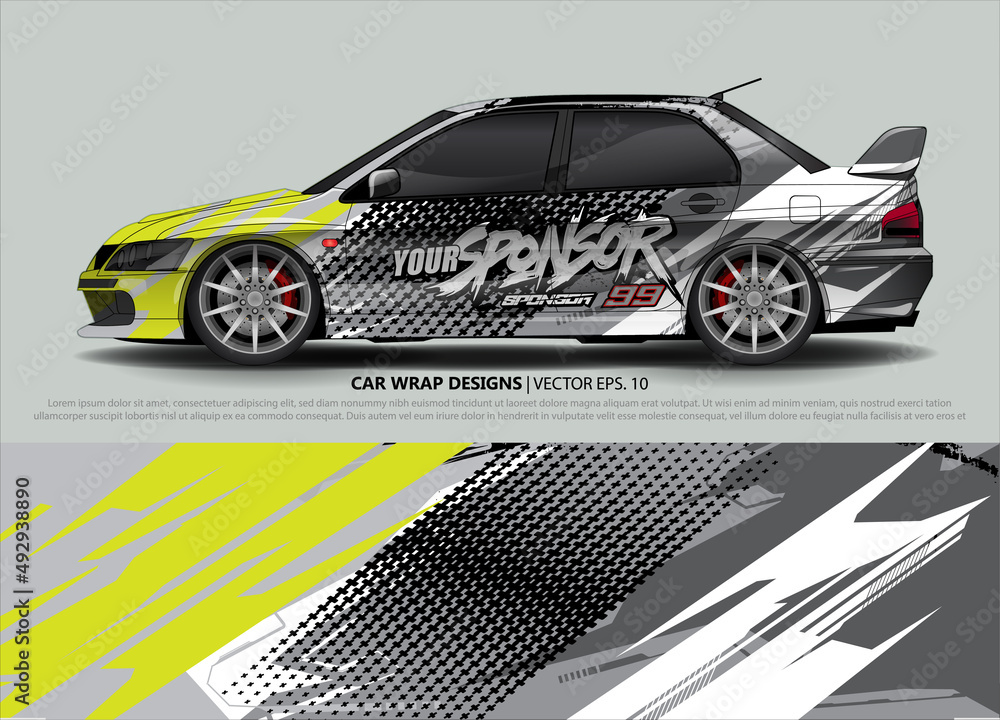 Car wrap decal design vector. abstract Graphic background kit designs for vehicle, race car, rally, livery, sport car
Car wrap decal design vector. abstract Graphic background kit designs for vehicle, race car, rally, livery, sport car