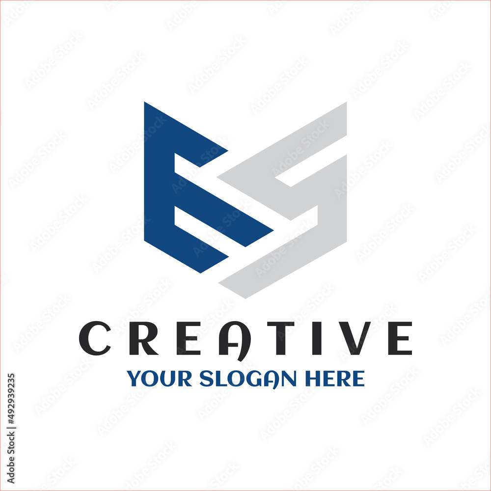 Creative design letters E,ES,SE hexagon shape. Company building logo symbol template Creative design letters E,ES,SE hexagon shape. Company building logo symbol template