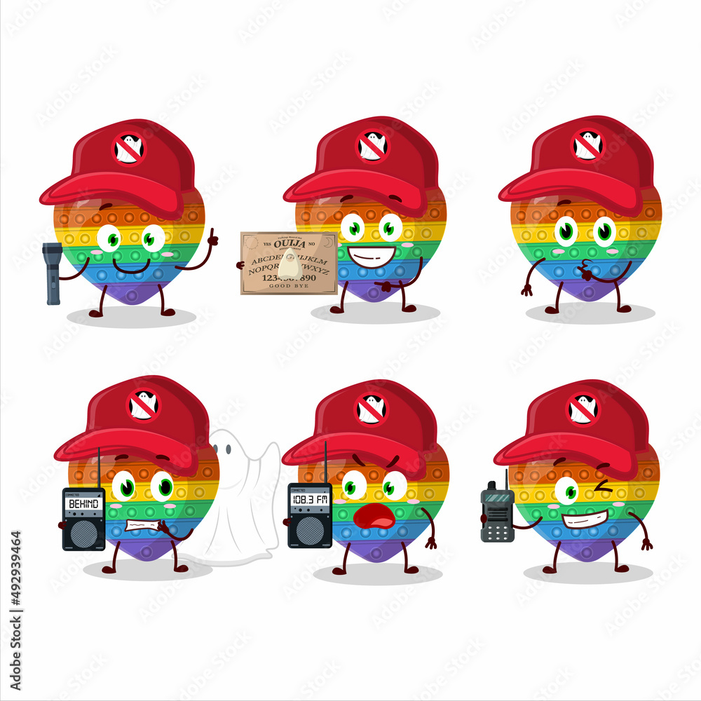 Ghost hunter cartoon pop it love character using camera Ghost hunter cartoon pop it love character using camera