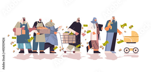 collapse of economy concept arab people of different occupations standing together world financial crisis bankruptcy
