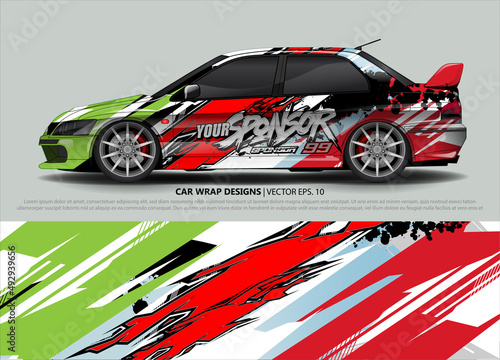 Car wrap decal design vector. abstract Graphic background kit designs for vehicle  race car  rally  livery  sport car 