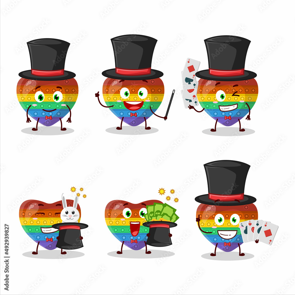 A pop it love Magician cartoon character perform on a stage A pop it love Magician cartoon character perform on a stage