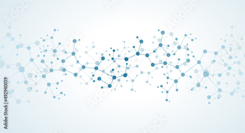 Concept of Digital molecular connection neuron network is used as a vector medical business background image.