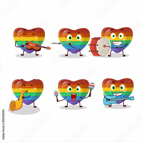 Cartoon character of pop it love playing some musical instruments
