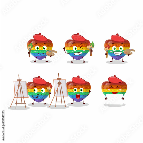 Artistic Artist of pop it love cartoon character painting with a brush