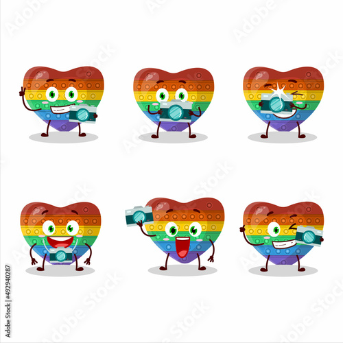Photographer profession emoticon with pop it love cartoon character
