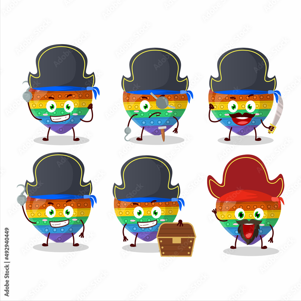 Cartoon character of pop it love with various pirates emoticons Cartoon character of pop it love with various pirates emoticons