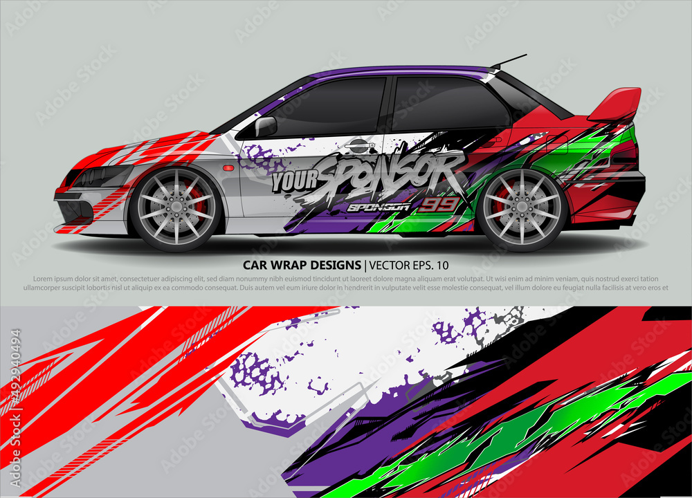 Car wrap decal design vector. abstract Graphic background kit designs for vehicle, race car, rally, livery, sport car
Car wrap decal design vector. abstract Graphic background kit designs for vehicle, race car, rally, livery, sport car