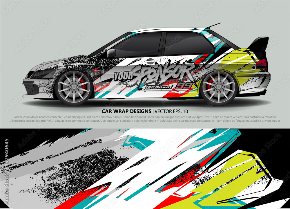 Car wrap decal design vector. abstract Graphic background kit designs for vehicle, race car, rally, livery, sport car
Car wrap decal design vector. abstract Graphic background kit designs for vehicle, race car, rally, livery, sport car