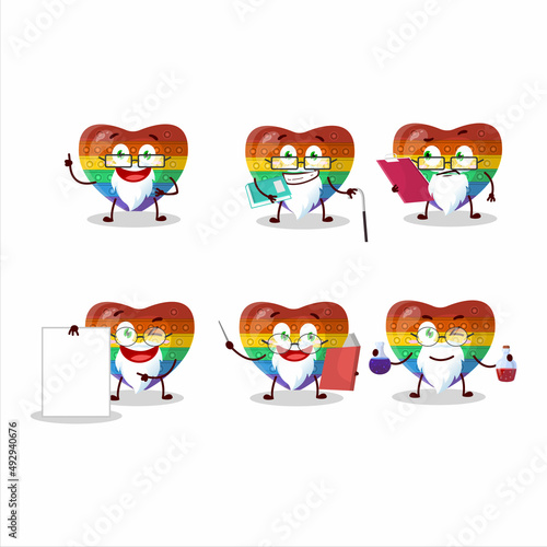 Professor pop it love academic cartoon character working on laboratory