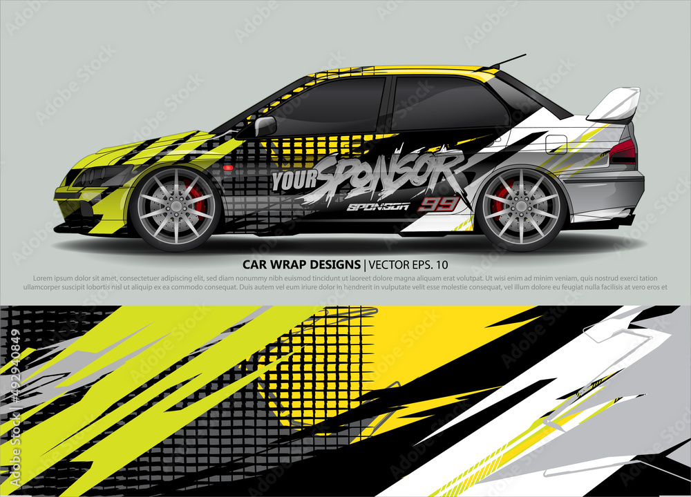 Car wrap decal design vector. abstract Graphic background kit designs for vehicle, race car, rally, livery, sport car Car wrap decal design vector. abstract Graphic background kit designs for vehicle, race car, rally, livery, sport car