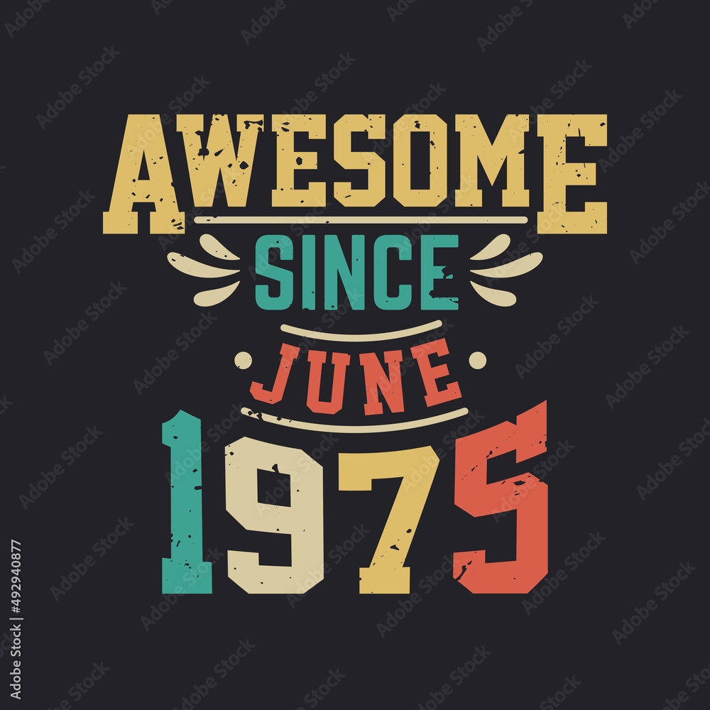 Awesome Since June 1975. Born in June 1975 Retro Vintage Birthday