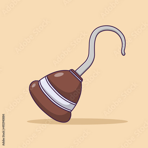 Pirate Hook Vector Icon Illustration. Pirate Hand Vector. Flat Cartoon Style Suitable for Web Landing Page, Banner, Flyer, Sticker, Wallpaper, Background