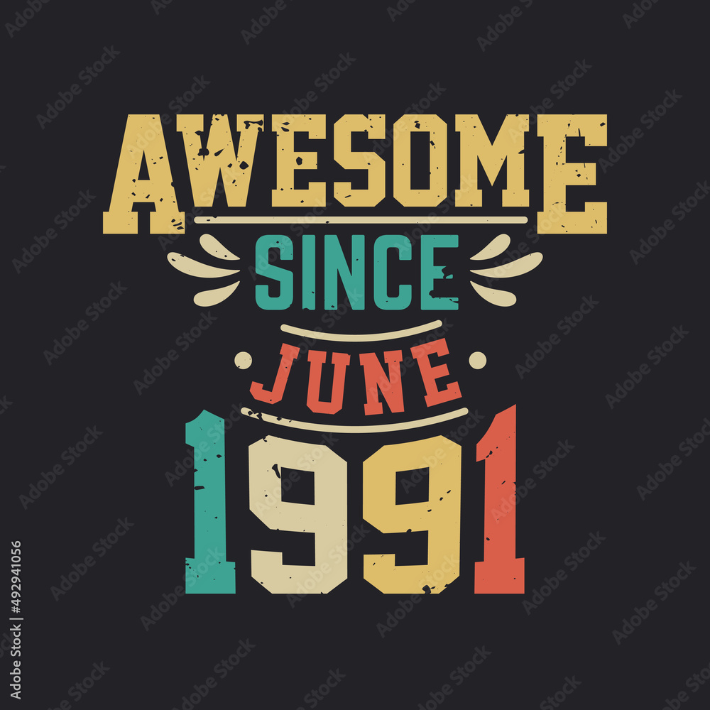 Awesome Since June 1991. Born in June 1991 Retro Vintage Birthday
