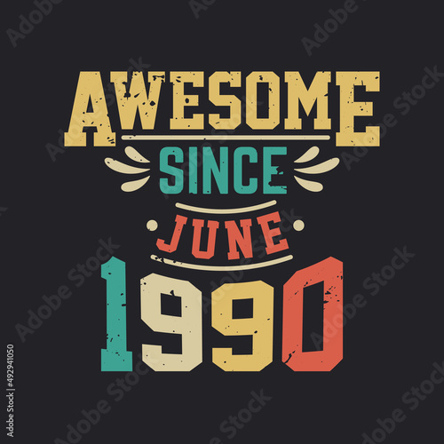 Awesome Since June 1990. Born in June 1990 Retro Vintage Birthday