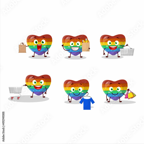 A Rich pop it love mascot design style going shopping