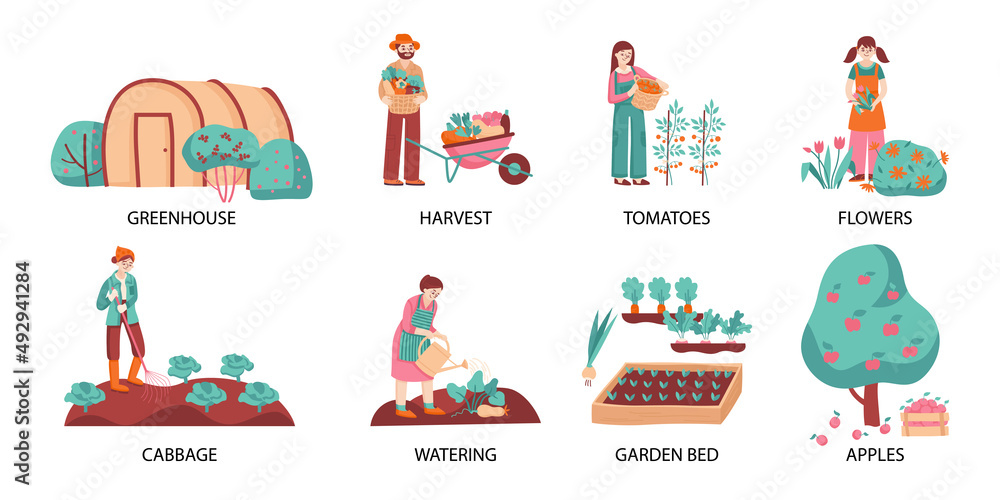Garden Colored Icon Set Garden Colored Icon Set