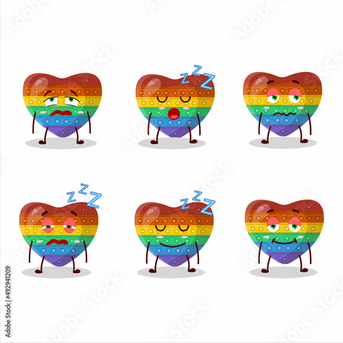 Cartoon character of pop it love with sleepy expression