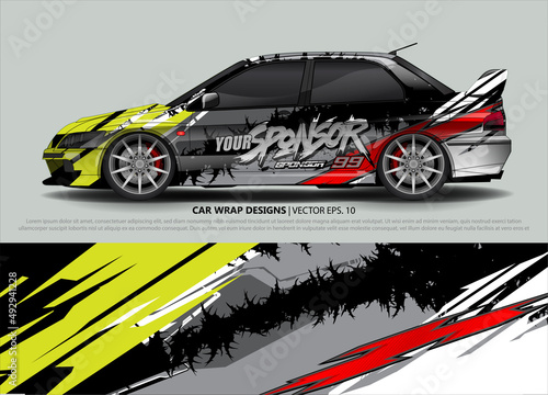 Car wrap decal design vector. abstract Graphic background kit designs for vehicle  race car  rally  livery  sport car