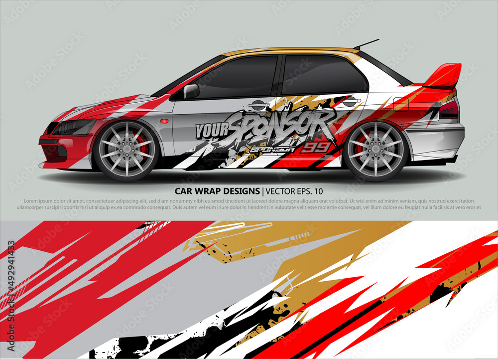 Car wrap decal design vector. abstract Graphic background kit designs for vehicle, race car, rally, livery, sport car Car wrap decal design vector. abstract Graphic background kit designs for vehicle, race car, rally, livery, sport car