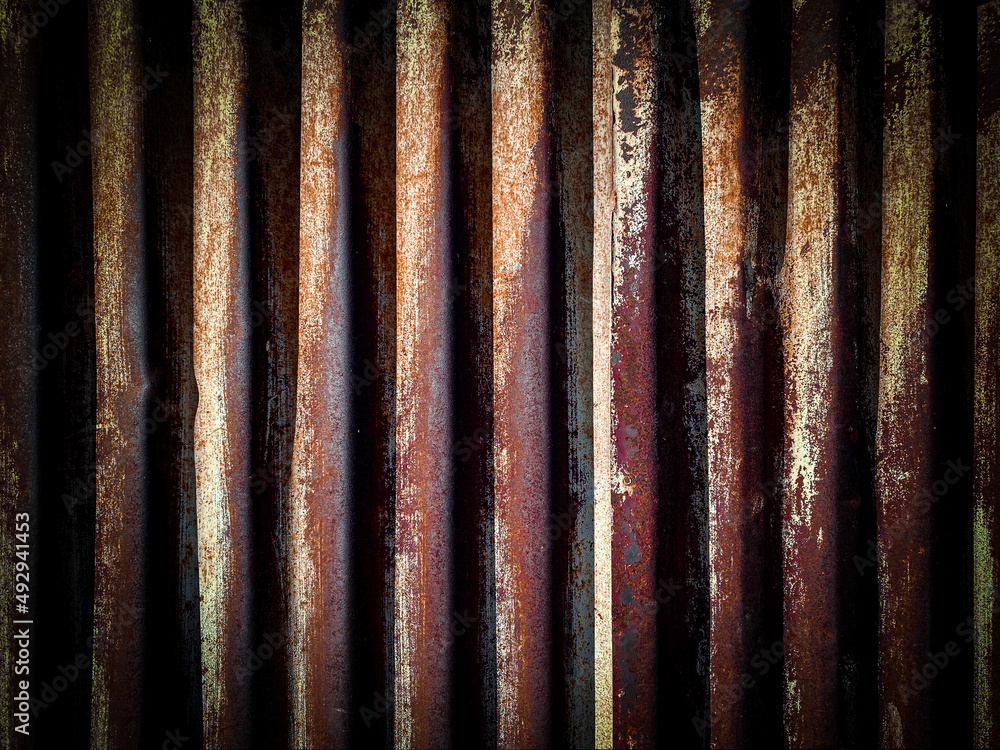 rusting steel corrugated metal shed storage container wall closeup rust building rusted facade rusting steel corrugated metal shed storage container wall closeup rust building rusted facade