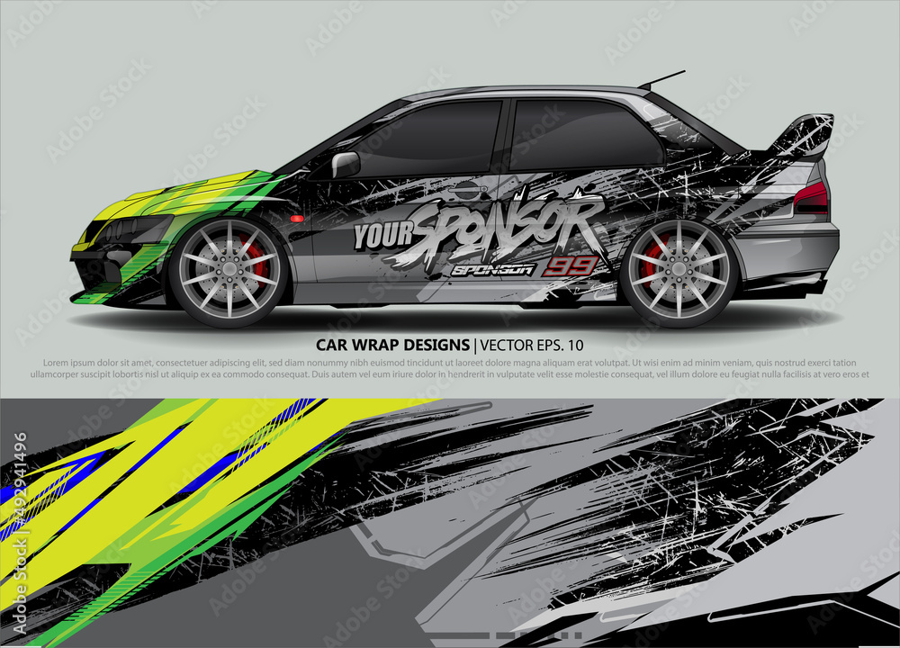 Car wrap decal design vector. abstract Graphic background kit designs for vehicle, race car, rally, livery, sport car Car wrap decal design vector. abstract Graphic background kit designs for vehicle, race car, rally, livery, sport car