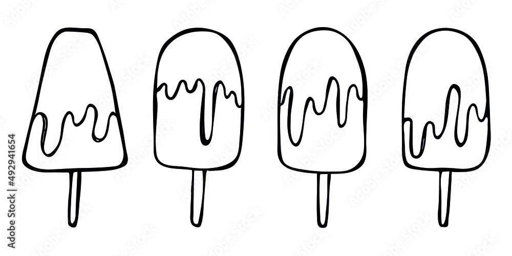 Vector set of hand drawn ice cream illustration isolated on white backgrounds. Cute dessert clipart. For print, web, design, decor, logo. Vector set of hand drawn ice cream illustration isolated on white backgrounds. Cute dessert clipart. For print, web, design, decor, logo.