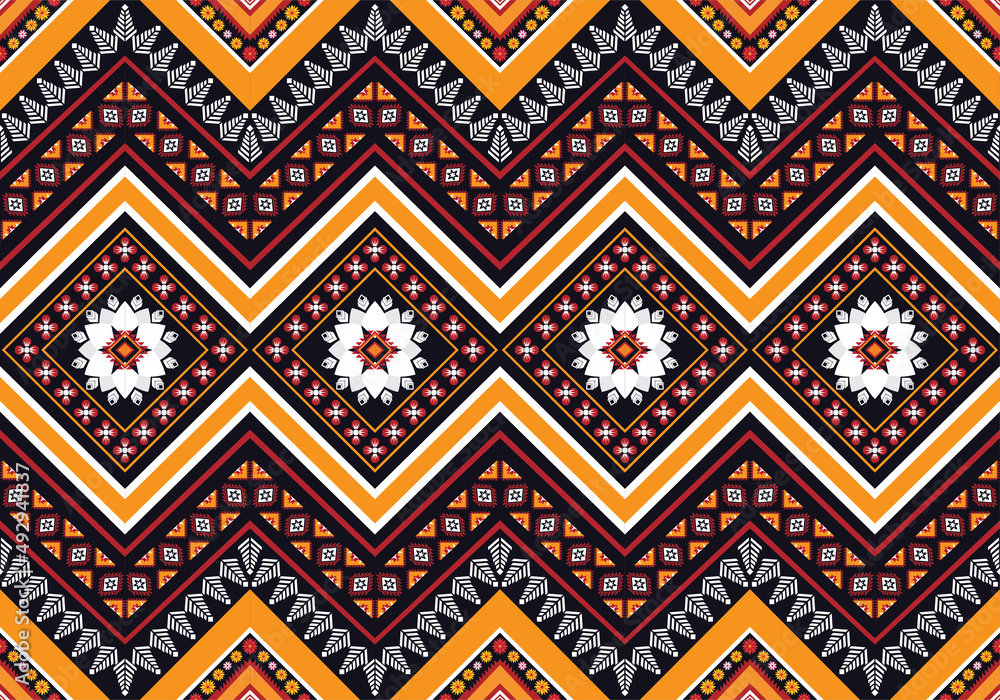 Geometric ethnic flower pattern for background,fabric,wrapping,clothing,wallpaper,Batik,carpet,embroidery style. Geometric ethnic flower pattern for background,fabric,wrapping,clothing,wallpaper,Batik,carpet,embroidery style.