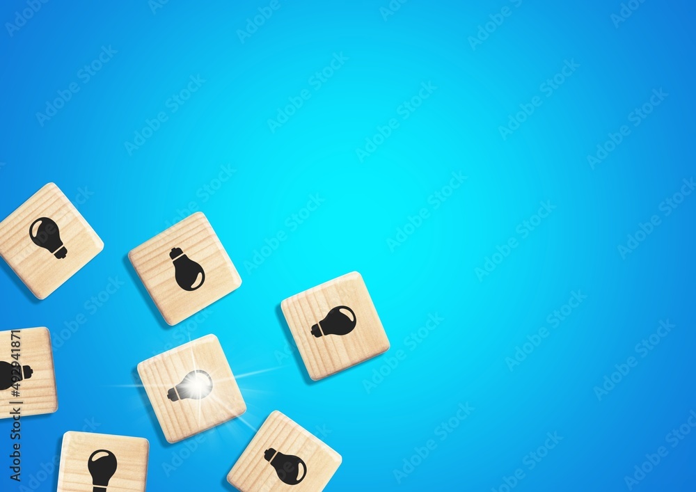 Best idea concept. Thinking and reasoning icon on wooden cube. The right option. Innovation, technological breakthrough. Best idea concept. Thinking and reasoning icon on wooden cube. The right option. Innovation, technological breakthrough.