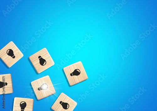 Best idea concept.  Thinking and reasoning icon on wooden cube. The right option. Innovation, technological breakthrough. photo