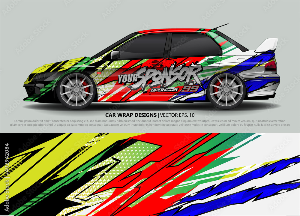 Car wrap decal design vector. abstract Graphic background kit designs for vehicle, race car, rally, livery, sport car Car wrap decal design vector. abstract Graphic background kit designs for vehicle, race car, rally, livery, sport car