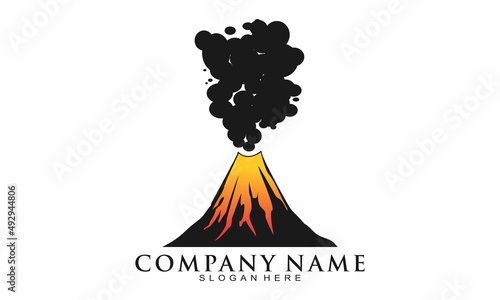 Volcano erupt illustration vector logo