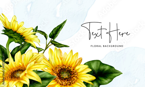 beautiful sun flower floral background template